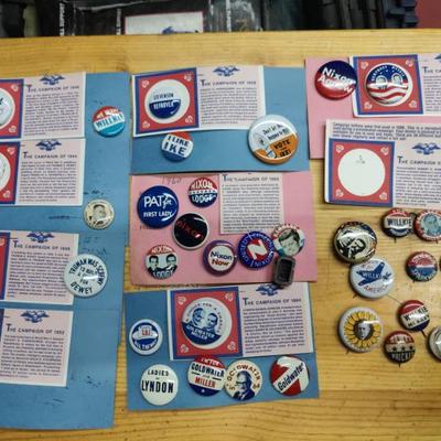 Political buttons, authentic and reproductions almost all are vintage 