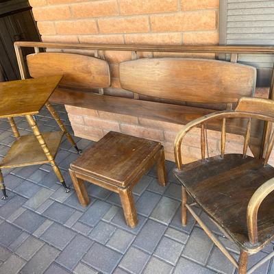 King Headboard, Two Side Tables, And Chair 
