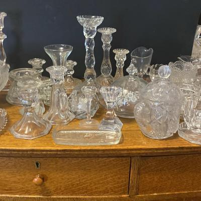 Large Lot  Of Cut Glass, Crystal, And Etched Glass