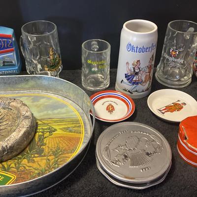 Beer Stein, Beer Mugs, Jim Beam Bottle, Ashtrays, And More