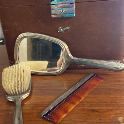 Vintage Vanity Case Comb Brush Mirror