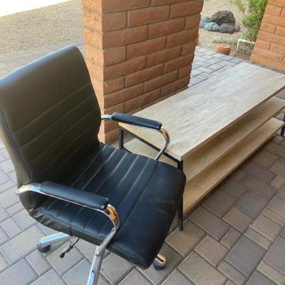 Three Shelf Entertainment Console And Office Chair
