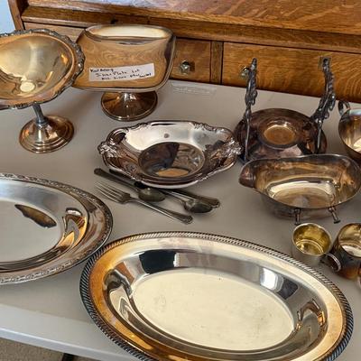 Silver Plated Trays, Assorted Cutlery, Vanity Tray And More