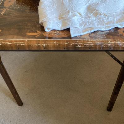 Vintage Samson Wood Card Table And Throws 