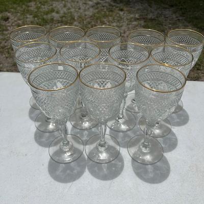 12 Gold Rim Goblets 