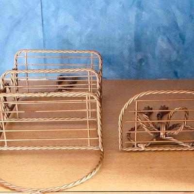 (2) Brass Colored Metal Shelves 