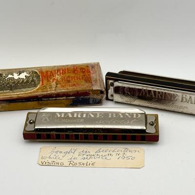 (2) M. Hohner Marine Band Harmonicas With Note