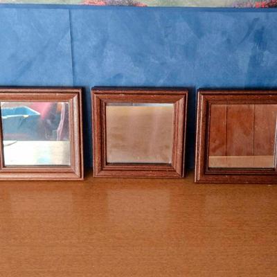 (3) Wooden Framed Mirrors.