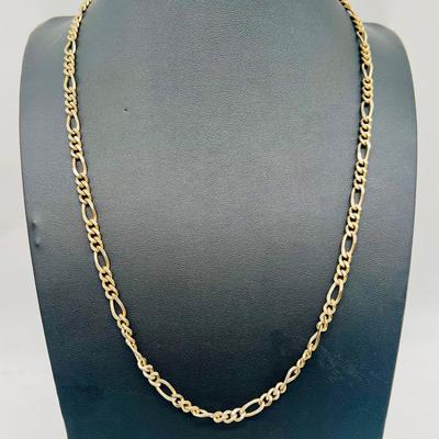 24” Figaro Link Necklace Stamped 24K GB