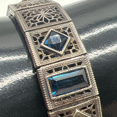 Sterling Stamped Silver Filigree Bracelet