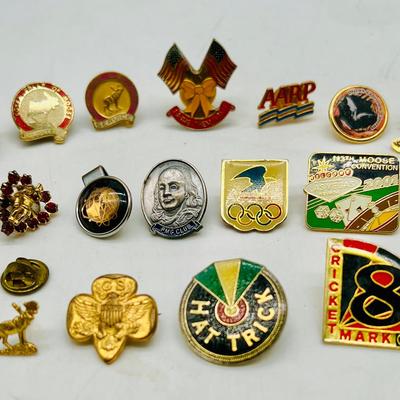 Collection of Vintage Pins ft. Boston Red Sox, Hat Trick, & Moose