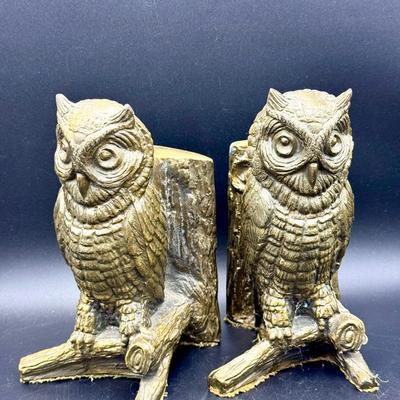 (2) Vintage Metal Owl Bookends