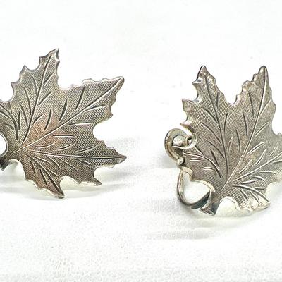Beau Sterling Silver Maple Leaf Earrings
