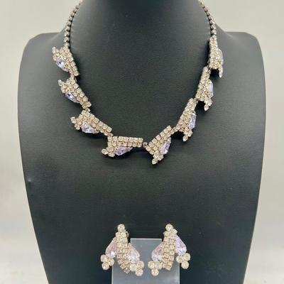 Set of Vintage Rhinestone Necklace & Earrings