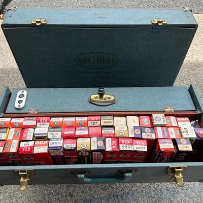 Vintage Raytheon Master Tube Case Filled with Electron Tubes