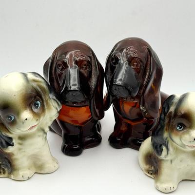 (4) Adorable Dog Salt & Pepper Shakers And Perfume Bottles 