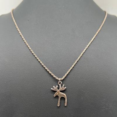Sterling Silver Necklace & Moose Pendant