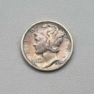 1934 Silver Winged Liberty Head Dime