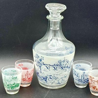 J.G. Durand Decanter & (4) Shot Glasses