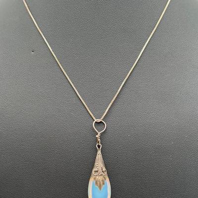 Sterling Silver Vintage Cabochon Moonstone Necklace