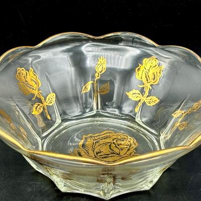 Gorgeous Gold Rose Glass Bowl