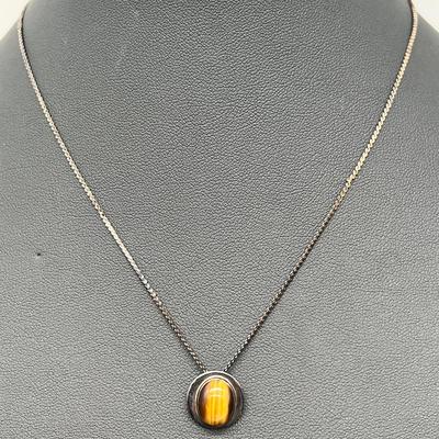 Sterling Silver Tiger Eye Necklace 
