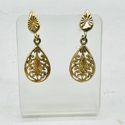 1” Gold Vermeil Filigree Dangle Earrings