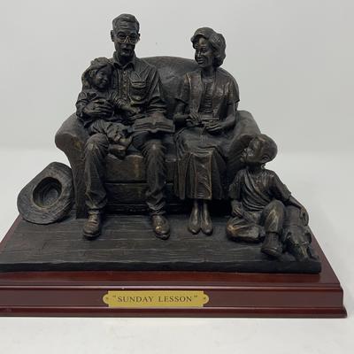 Western Moments "Sunday Lesson" Bronze Style Figurine