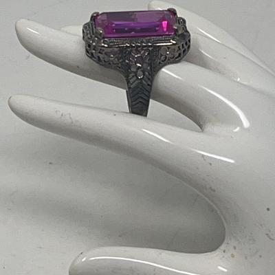 Lab Pink Topaz Ring In 925 Silver