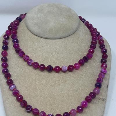 Pink With White Tinged Botswana Agate Necklace 