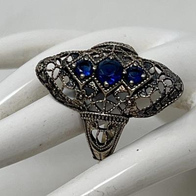 Lab Blue Sapphire In 925 Silver