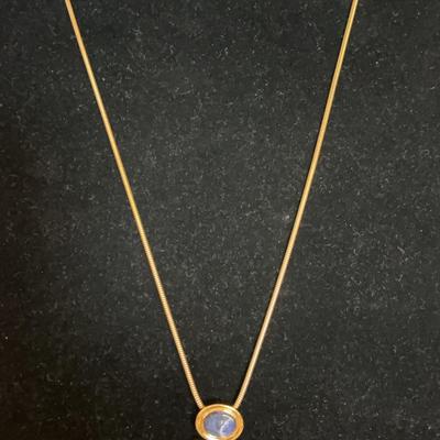 Necklace With Hand Carved Scarab, Carved Lapis And Simulated Emeralds 