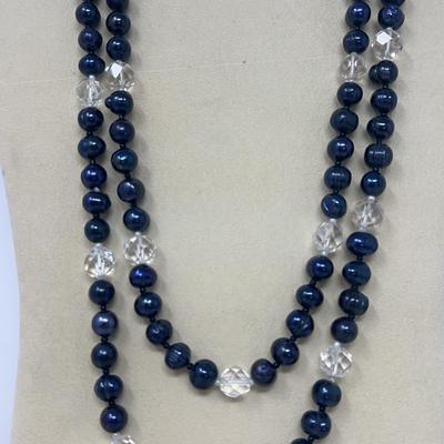 Genuine Pearls And Crystal Necklace