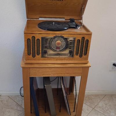 Crosley Turntable-CD Player Combo, Stand, and Vynil Collection 