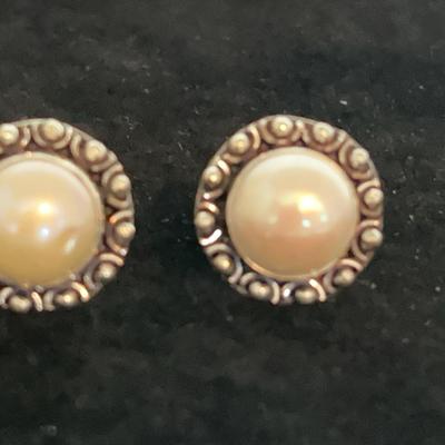 Genuine Pearl Cuff Links In 925 Silver