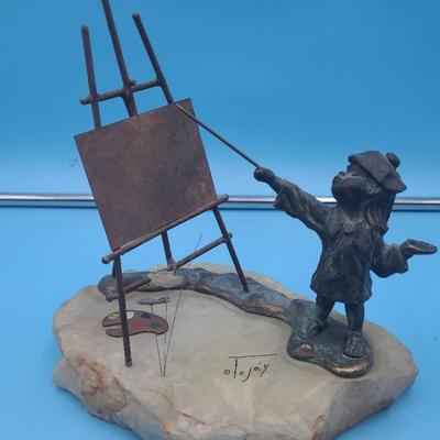 Vintage Curtis Jeré, Bronze titled "Dog Painter " Sculpture 