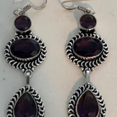 Amethyst Earrings On 925 Silver