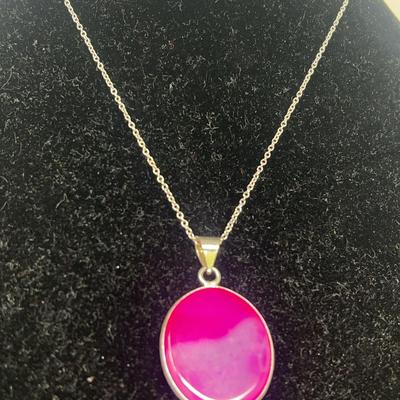 Pink Botswana Agate Necklace In 925 Silver
