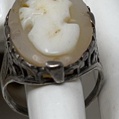 Vintage Cameo Ring In Sterling Silver 