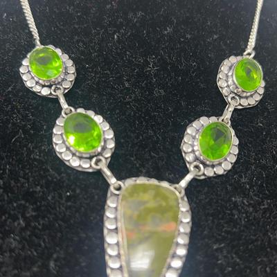 Genuine Uni Kite And Green Lab Paradot  Necklace