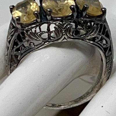 White Topaz 3-Stone Ring