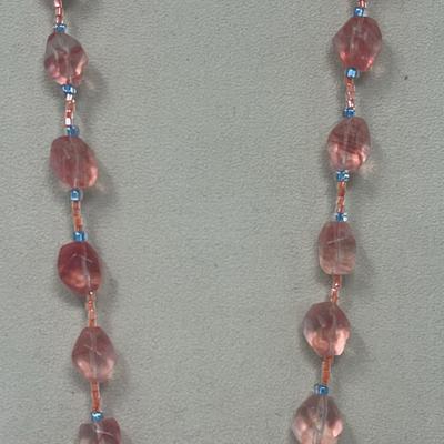 Peach Colored Beaded Quartz Necklace