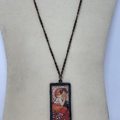 Vintage Necklace With A Portrait Of A Woman Pendant And Watch Locket 