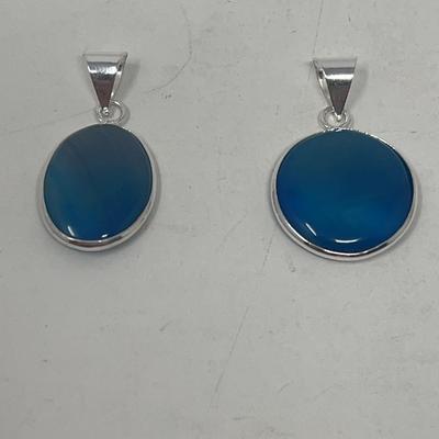 Blue Botswana Agate Pendants