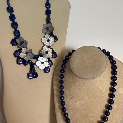 Handmade Russian Lapis Necklaces With Mother Of Pearl