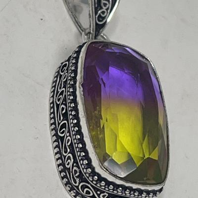 Yellow And Purple Lab Tourmaline Pendant