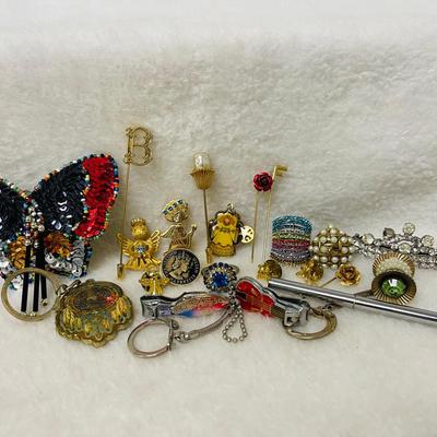 Vintage Fashion Brooches, Hat Pins, Rings, and More