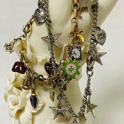Gold Freemason and Silver Beta Sigma Phi Charm Bracelets