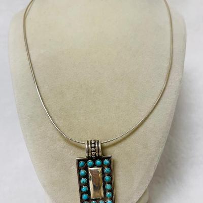 Sterling Silver and Turquoise Pendant Necklace