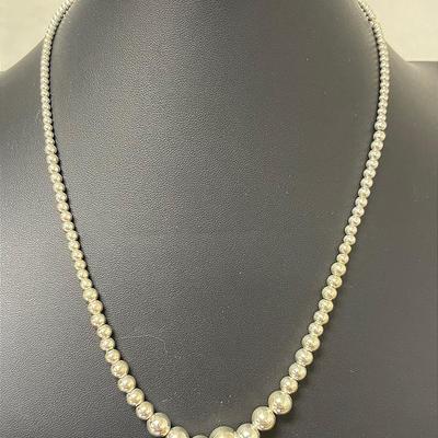 Italian Sterling Silver Beaded Necklace